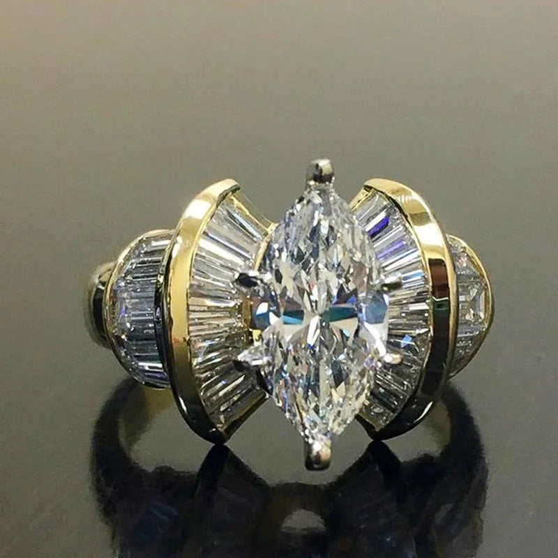 💎 Cursed Radiance – Gothic Gold & Marquise Crystal Statement Ring ...