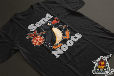 "Send Noots" Penguin Tee – Chaotic Good on a Shirt SadShirtClub