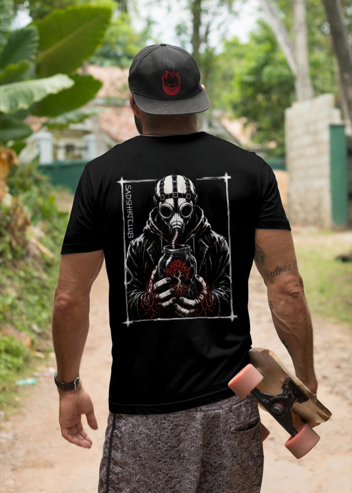 The Last Breath Gothic T-Shirt | Gas Mask Graphic Tee | Dark Fantasy Clothing | Alternative Streetwear | NVRMRE Collection