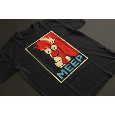 Black meep tshirt for adults with colorful cartoon character and bold text design