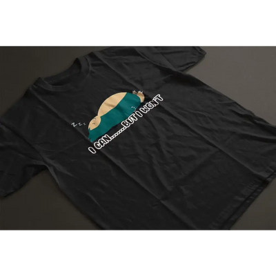 Black unisex t-shirt featuring a sleeping Snorlax graphic with the text "I Can... But I Won't"